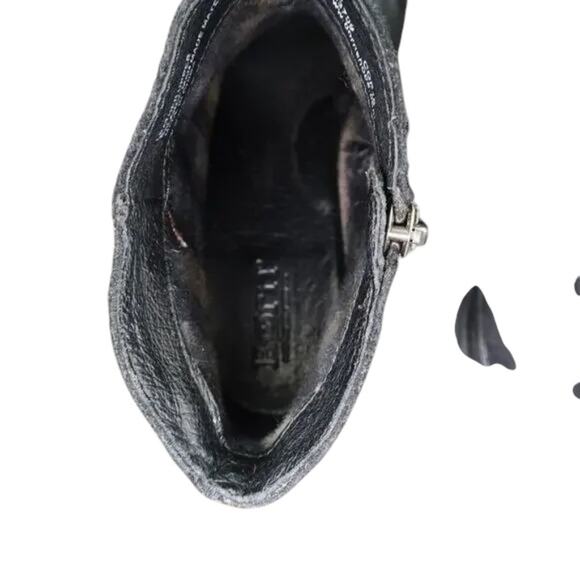 Born Shoes Womens 6 Booties Morocco Leather Distressed Buckle Strap Black Zip - Picture 8 of 16